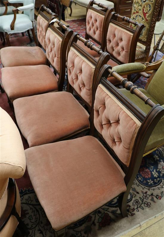 A set of six Victorian walnut dining chairs